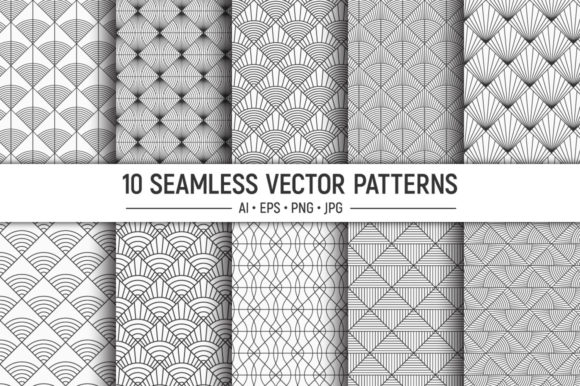 10 Art Deco Seamless Vector Patterns