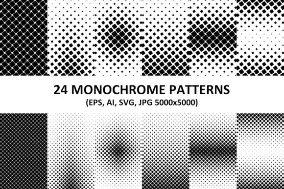 24 Monochrome Angular Square Patterns