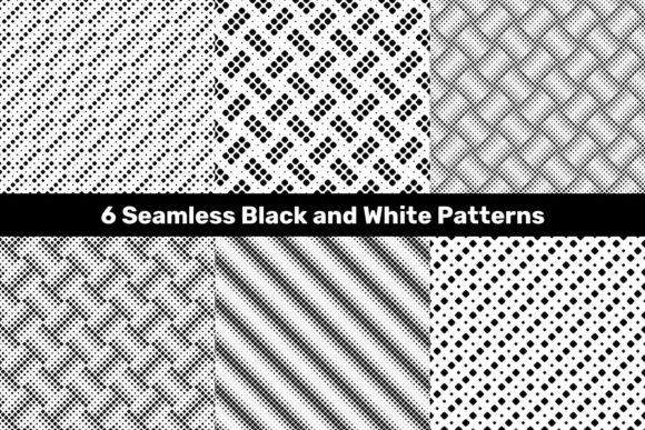 6 Seamless Black White Square Patterns