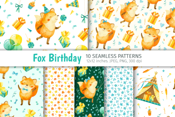 Cute Watercolor Fox, Seamless Patterns: A Versatile Digital Asset for Creative Projects