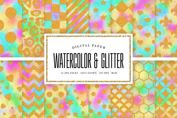 Glitter Patterns Watercolor Background for Creative Projects