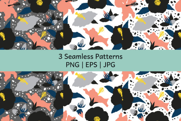 Hibiscus Flower Vector Tropical Patterns