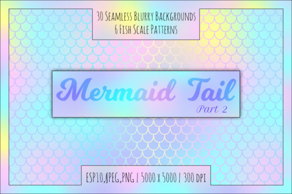 Holographic Mermaid Seamless Patterns