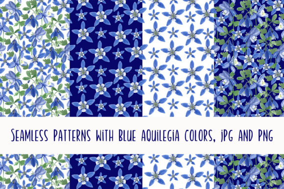 Patterns with Blue Aquilegia