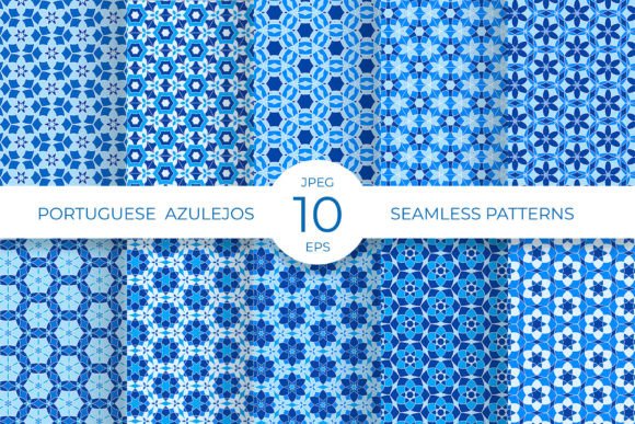 Portuguese Azulejos Seamless Patterns