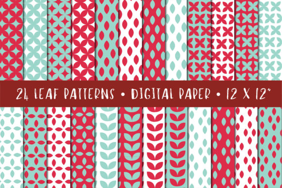 Red and Green Leaf Patterns for Digital Design Projects