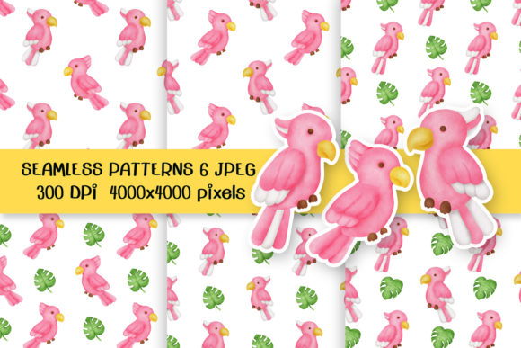 Summer Tropical Bird Seamless Patterns
