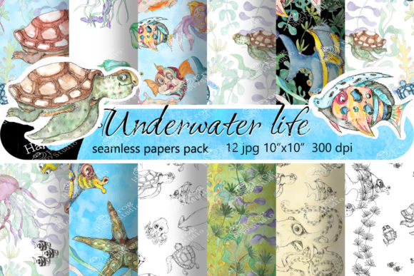 Underwater Life Seamless Patterns Pack